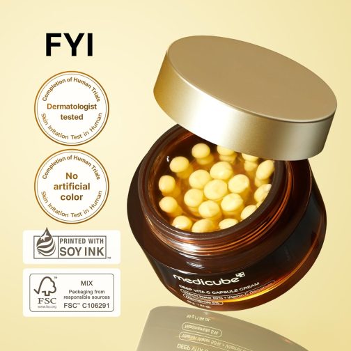 medicube Deep Vitamin C Golden Capsule Moisturizer – Korean Skincare for Wrinkles, Radiance & Hydration – 1.94 oz Gel with Liposome Capsules - Image 4
