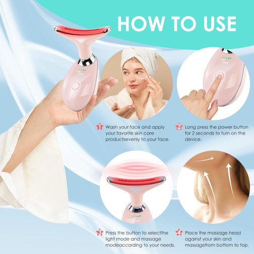 Facial Massager for Face & Neck – 7-Color Light Therapy & Heating | Portable Sculpting Tool for Skin Care – Rechargeable - Image 4