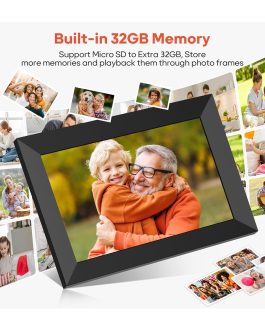 Frameo 10.1″ WiFi Digital Picture Frame – HD IPS Touchscreen, 32GB Memory, Auto-Rotate, Share Photos & Videos via App, Wall Mountable