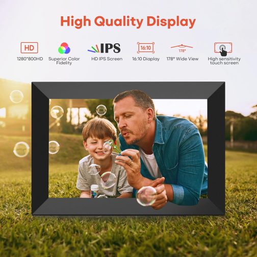 Frameo 10.1" WiFi Digital Picture Frame – HD IPS Touchscreen, 32GB Memory, Auto-Rotate, Share Photos & Videos via App, Wall Mountable - Image 4