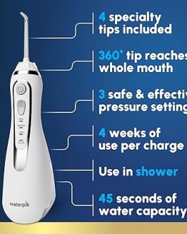 Waterpik Cordless Advanced Water Flosser – Portable & Rechargeable Dental Care for Teeth, Gums & Braces (WP-580, White)